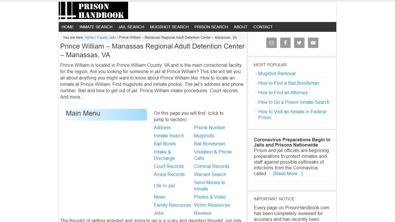 Prince William – Manassas Regional Adult Detention Center – Manassas, VA